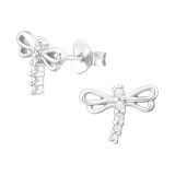 Dragonfly - 925 Sterling Silver Stud Earrings with CZ SD44016