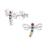 Dragonfly - 925 Sterling Silver Stud Earrings with CZ SD44017