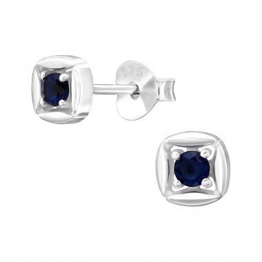 Round - 925 Sterling Silver Stud Earrings with CZ SD44023