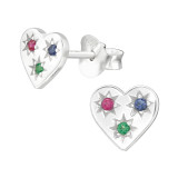 Heart - 925 Sterling Silver Stud Earrings with CZ SD44025