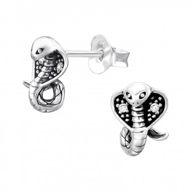Cobra - 925 Sterling Silver Stud Earrings with CZ SD44161