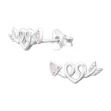 Arrow And Heart - 925 Sterling Silver Stud Earrings with CZ SD44164