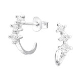Geometric - 925 Sterling Silver Stud Earrings with CZ SD44173
