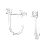 Half Hoop - 925 Sterling Silver Stud Earrings with CZ SD44583