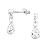 Pear - 925 Sterling Silver Stud Earrings with CZ SD44726