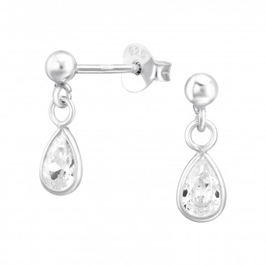 Pear - 925 Sterling Silver Stud Earrings with CZ SD44726