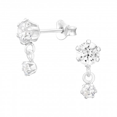 Round - 925 Sterling Silver Stud Earrings with CZ SD44727