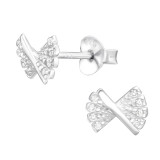 Bow - 925 Sterling Silver Stud Earrings with CZ SD44883