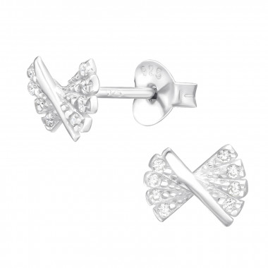 Bow - 925 Sterling Silver Stud Earrings with CZ SD44883