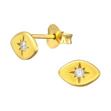 Star - 925 Sterling Silver Stud Earrings with CZ SD45012
