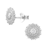 Round - 925 Sterling Silver Stud Earrings with CZ SD45210