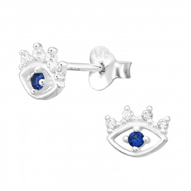 Evil Eye - 925 Sterling Silver Stud Earrings with CZ SD45331