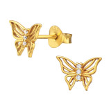 Butterfly - 925 Sterling Silver Stud Earrings with CZ SD45333
