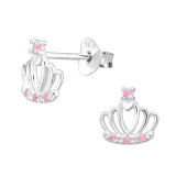 Crown - 925 Sterling Silver Stud Earrings with CZ SD45339