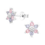 Flower - 925 Sterling Silver Stud Earrings with CZ SD45341