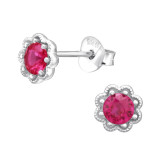 Flower - 925 Sterling Silver Stud Earrings with CZ SD45343
