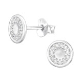 Round - 925 Sterling Silver Stud Earrings with CZ SD45571