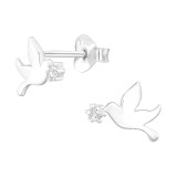 Bird - 925 Sterling Silver Stud Earrings with CZ SD45575