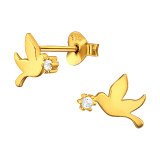 Bird - 925 Sterling Silver Stud Earrings with CZ SD45576