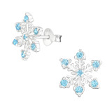 Snowflake - 925 Sterling Silver Stud Earrings with CZ SD45609