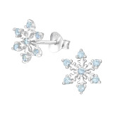 Snowflake - 925 Sterling Silver Stud Earrings with CZ SD45610