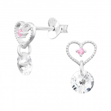 Heart - 925 Sterling Silver Stud Earrings with CZ SD45746