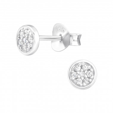 Circle - 925 Sterling Silver Stud Earrings with CZ SD45806