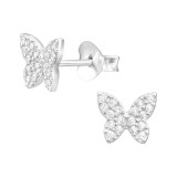 Butterfly - 925 Sterling Silver Stud Earrings with CZ SD45961