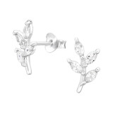 Leaf - 925 Sterling Silver Stud Earrings with CZ SD45967
