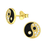 Yin-Yang - 925 Sterling Silver Stud Earrings with CZ SD45970