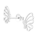 Butterfly - 925 Sterling Silver Stud Earrings with CZ SD46100