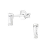 Tapered Baguette - 925 Sterling Silver Stud Earrings with CZ SD46184