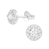 Halo - 925 Sterling Silver Stud Earrings with CZ SD46186