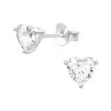 Heart - 925 Sterling Silver Stud Earrings with CZ SD46203