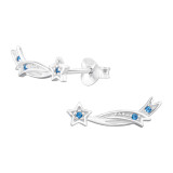 Shooting Star - 925 Sterling Silver Stud Earrings with CZ SD46554