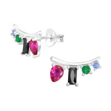 Climber - 925 Sterling Silver Stud Earrings with CZ SD46562