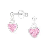 Heart - 925 Sterling Silver Stud Earrings with CZ SD4656