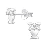 Owl - 925 Sterling Silver Stud Earrings with CZ SD46810