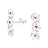 Flowers - 925 Sterling Silver Stud Earrings with CZ SD46919