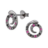 Coiled Snake - 925 Sterling Silver Stud Earrings with CZ SD46979