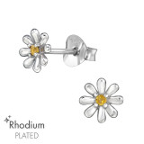 Flower - 925 Sterling Silver Stud Earrings with CZ SD47179