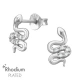 Snake - 925 Sterling Silver Stud Earrings with CZ SD47193