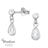 Pear - 925 Sterling Silver Stud Earrings with CZ SD47194