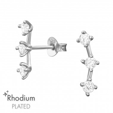 Climber - 925 Sterling Silver Stud Earrings with CZ SD47195