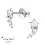 Shooting Star - 925 Sterling Silver Stud Earrings with CZ SD47198