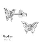 Butterfly - 925 Sterling Silver Stud Earrings with CZ SD47199