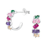 Baguette - 925 Sterling Silver Stud Earrings with CZ SD47254