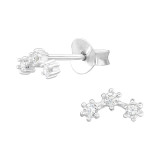 Curved - 925 Sterling Silver Stud Earrings with CZ SD47333