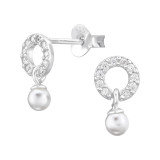 Circle - 925 Sterling Silver Stud Earrings with CZ SD47520
