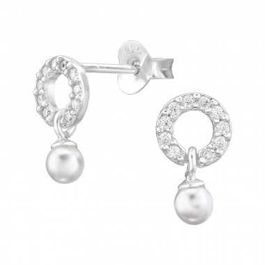Circle - 925 Sterling Silver Stud Earrings with CZ SD47520
